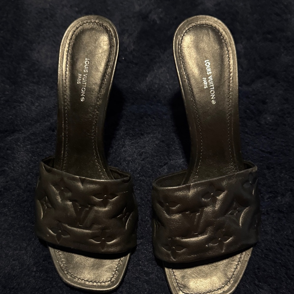 Louis Vuitton Dark Leather Mules
